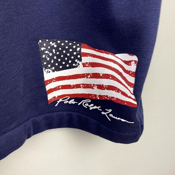 Polo Ralph Lauren Shorts Mens 5XB Navy Flag Drawstring Lounge Fleece New Tags - Picture 2 of 12